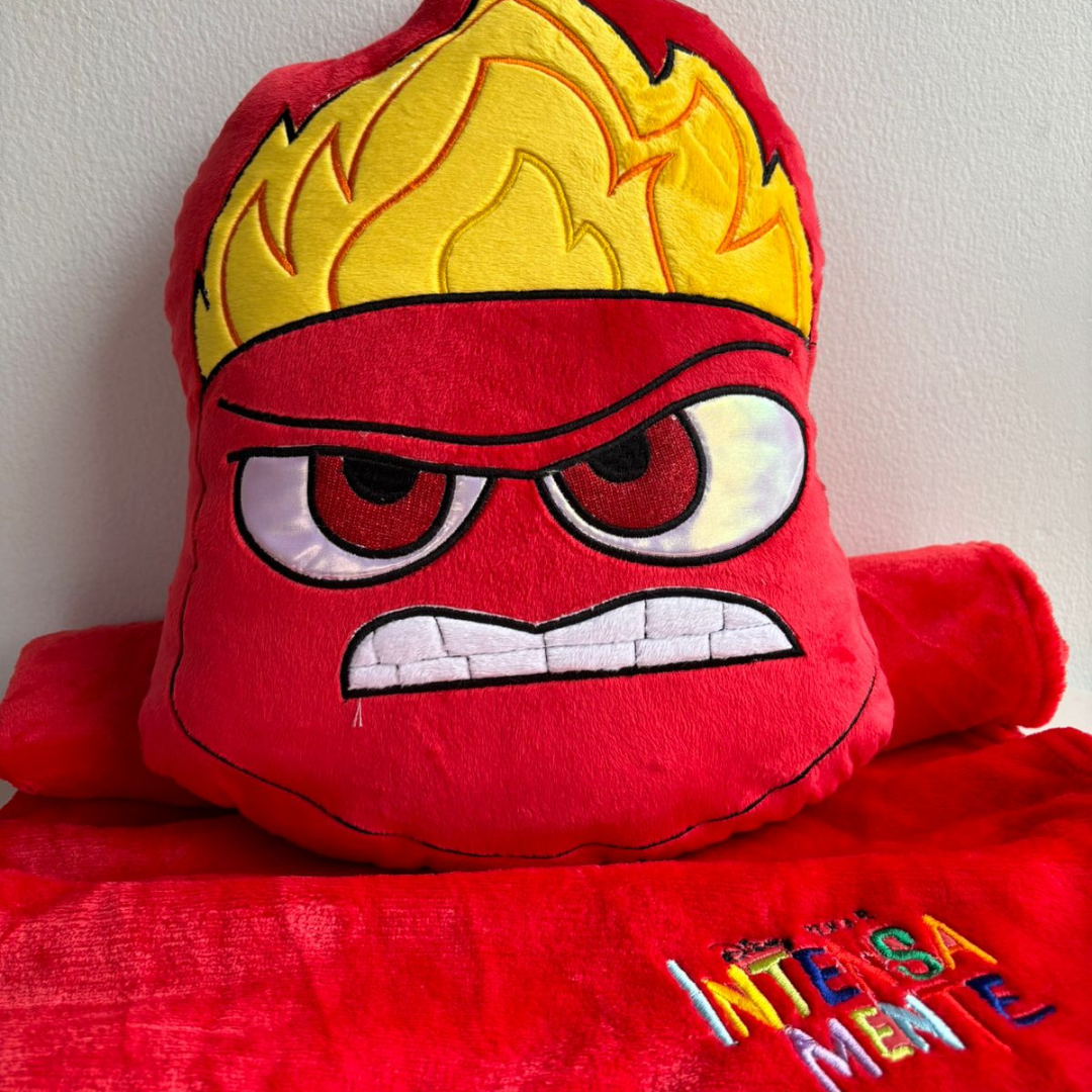 Cojín con cobija de Intensamente Fino Suave Personajes Furia Rojo de 38cm x 38 cm