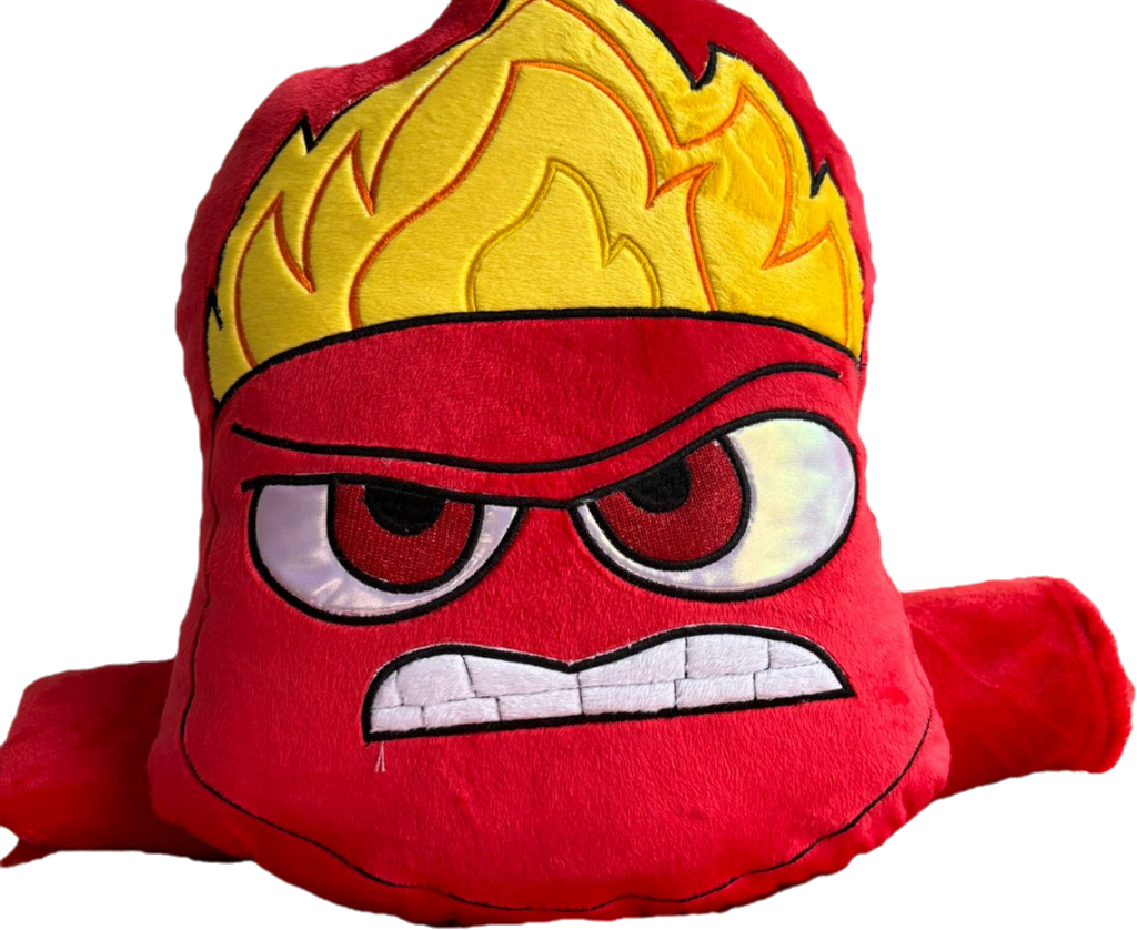 Cojín con cobija de Intensamente Fino Suave Personajes Furia Rojo de 38cm x 38 cm