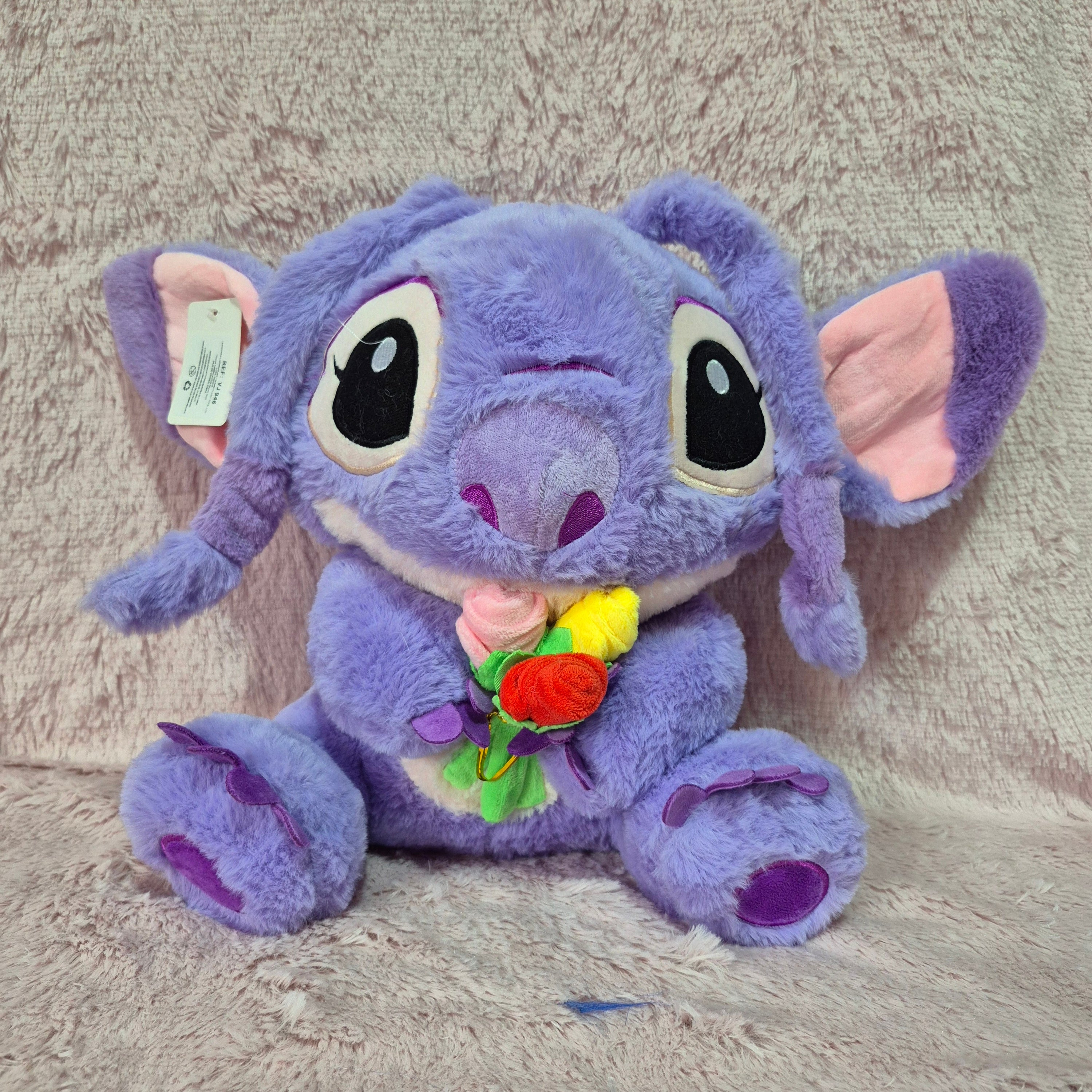 Peluche de angel Lilo y Stitch de 35 cm con flores, envío gratis 🎁🌸✨