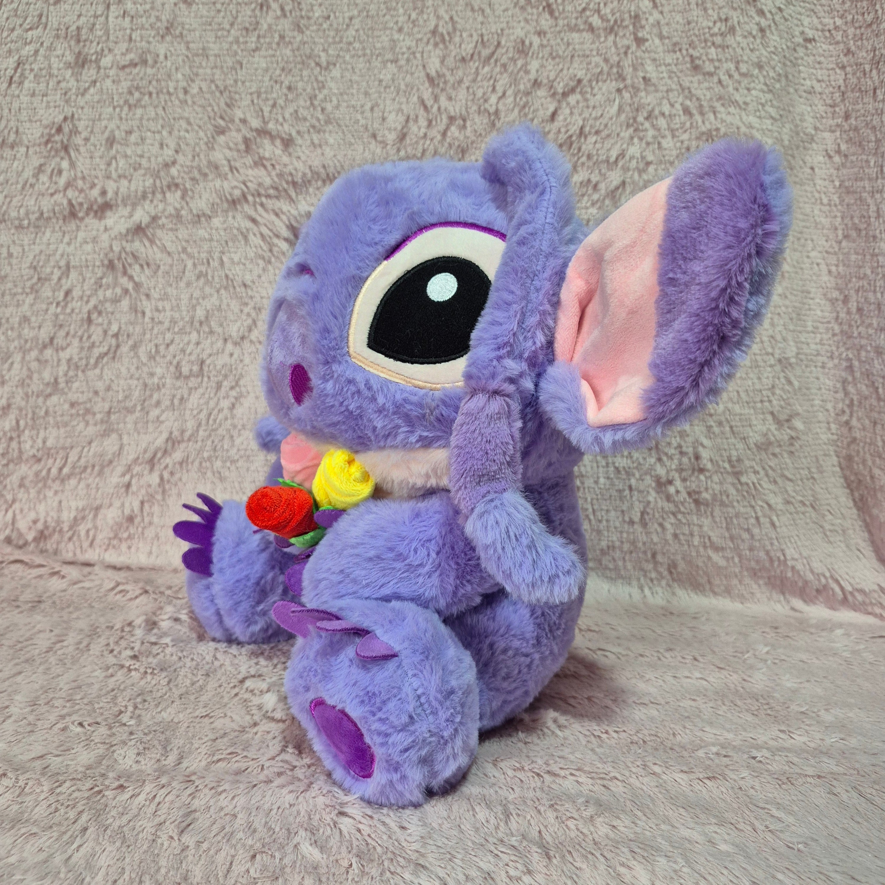 Peluche de angel Lilo y Stitch de 35 cm con flores, envío gratis 🎁🌸✨