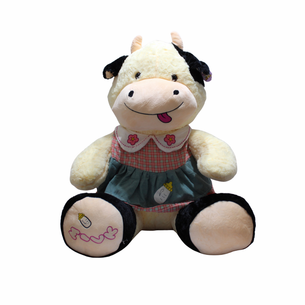 Peluches de vaca gigante con vestido, con estampado de un tetero bordado de 95 Cm de alto x 65 Cm ¡ENVÍO GRÁTIS)